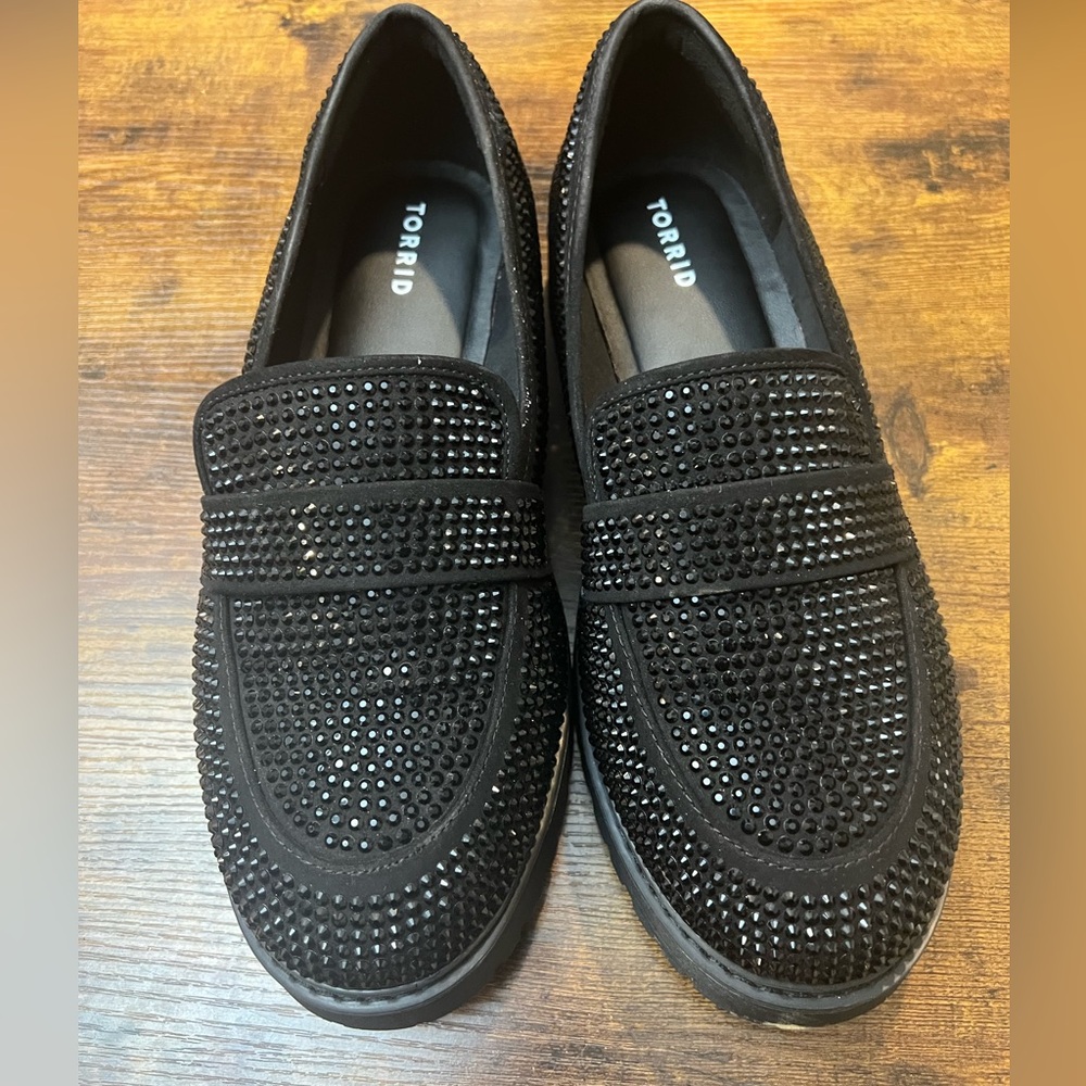 Torrid Embellished Black Studded Loafers